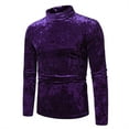 thumbnail image 1 of Jjayotai 50% off Clearance! Velvet Turtleneck Sweater for Men, Long Sleeves Thermal Velour Top, Casual Solid Slim Fit Muscle Pullover Purple S, 1 of 7