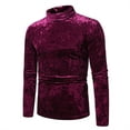thumbnail image 1 of Jjayotai 50% off Clearance! Velvet Turtleneck Sweater for Men, Long Sleeves Thermal Velour Top, Casual Solid Slim Fit Muscle Pullover Wine L, 1 of 7
