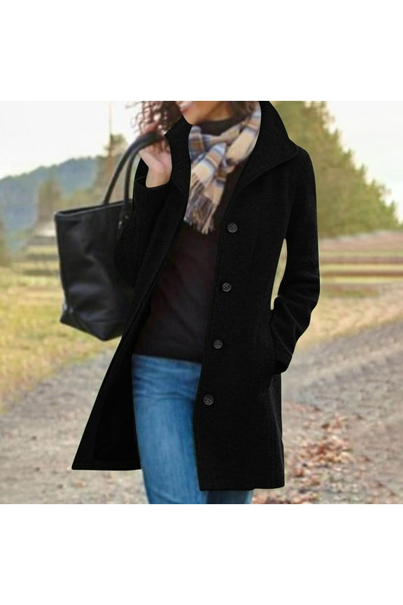50% off Clearance! Women Fall Long Cardigan Sweater, Trendy Knit Jacket Coat, Oversized Button Up Blazer Coat Black S