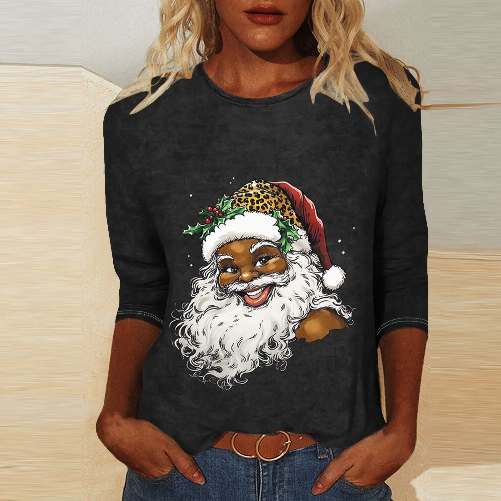 Jjayotai African American Christmas Santa Shirts Clearance, Women Black  Santa Christmas Shirts, 3D Graphic Xmas Holiday Party Pullover Multicolor  XXL - Walmart.com, image size:1600x1600