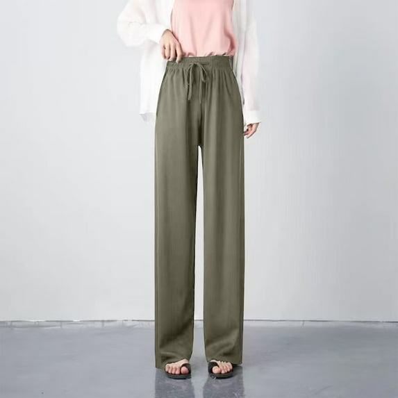 Jjayotai Baggy Sweatpants, Wide Leg Pants for Woman, Womens Solid Color High Waist Hanging Loose Straight Leg Casual Ice Silk Wide Leg Pants, Womens Trousers