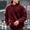 thumbnail image 1 of Jjayotai Mens Fuzzy Sherpa Hoodie Sweatshirt, Long Sleeve Fashion Pullover, Fall Outwear Winter Hooded Sweatshirts with Pocket Wine S, 1 of 5