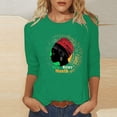 thumbnail image 1 of Jjayotai Black History Month 3/4 Sleeve T-Shirts for Women, Retro Round Neck Blouses, Casual Sport Workout Tops, Loose Fit Comfy Tunics Green XXXL, 1 of 5