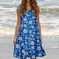 thumbnail image 1 of Jjayotai No Boundaries Summer Dresses for Women 2025 Vacation, Womens Dresses, Floral Tshirt Dress,Casual Sleeveless Beach Flowy Tank Sundresses with Pockets Blue~ XXXL, 1 of 6