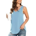 thumbnail image 1 of Jjayotai No Boundaries Tops, Women's Summer Sleeveless Chiffon Blouse, Business Casual Flowy Top for Women, Womens V Neck Tank Tops, Solid Color Tunic Tops Sky Blue~M, 1 of 8