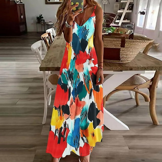 Jjayotai No Boundaries Women's Long Dress, Sleeveless Loose Dress, V ...