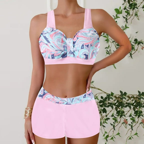 Jjayotai No Boundaries Women's Two Piece Swimsuit, Ladies Bathing Suit, Vintage Swimwear Bikini Set with Bottom Brazilian Bikinis, Womens Bikini Swimsuits Pink~ M
