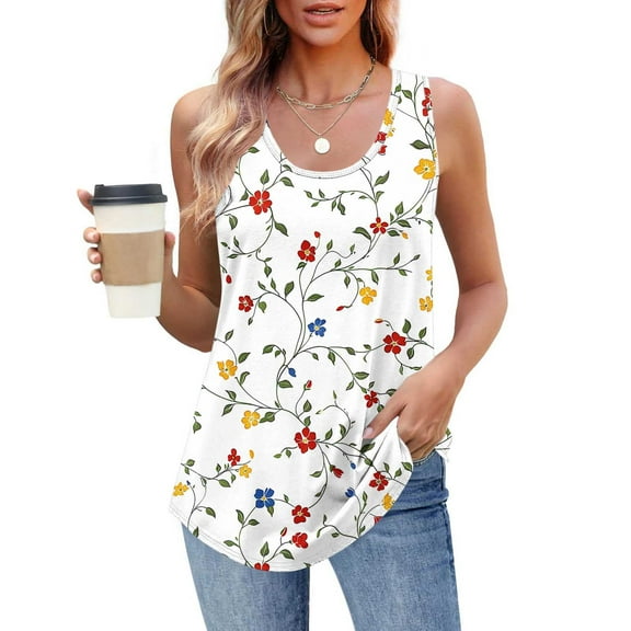 Jjayotai No Boundaris Women's Sleeveless Chiffon Blouses, Dressy Casual Tank Tops 2025, Summer Crew Neck Tunics, Office Cute Work Shirts, Womens Blouse Multicolor^2 XL