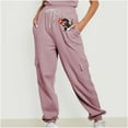 thumbnail image 1 of Jjayotai Cargo Joggers for Women, Drawstring Baggy Sweatpants, Casual Workout Running Pants, 2024 Fall Spring Cute Dinosaur Print Sweat Pants Pink L, 1 of 8