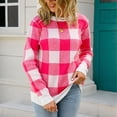 thumbnail image 1 of Jjayotai Checkered Oversized Sweaters for Women, Crew Neck Long Sleeve Sweater Shirt, Color Block Knit Pullover Tops Hot Pink S, 1 of 9
