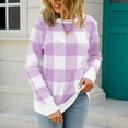 thumbnail image 1 of Jjayotai Checkered Oversized Sweaters for Women, Crew Neck Long Sleeve Sweater Shirt, Color Block Knit Pullover Tops Purple L, 1 of 8