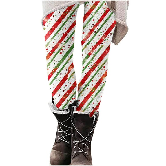 Jjayotai Clearance Funny Christmas Leggings for Women, Comfy High Waisted Xmas Print Tights, Full Length Soft Workout Yoga Pants Multicolor L