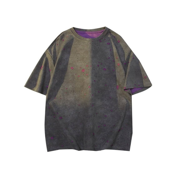 Jjayotai Cotton T Shirts for Men, Man Color Block Casual Loose Vintage Short Sleeve Round Neck Shirt, Graphic Tees for Men