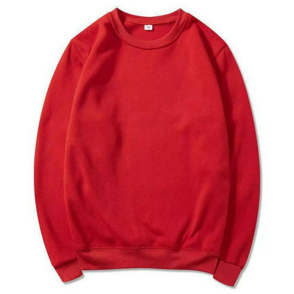 Jjayotai Crewneck Sweatshirts for Men, 2024 Fall Casual Loose Fit Long Sleeve Pullover Tops,Trendy Basic Plain Sweatshirt Red XL