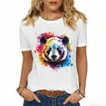 thumbnail image 1 of Jjayotai Cute Shirts for Women, Short Sleeve Panda Graphic Tees, Crewneck Cartoon Casual Cotton T-Shirt, Womens Summer Tops Clothes, Women's Blouse White^6 M, 1 of 5
