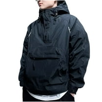 Jjayotai Men's Soft Shell Jacket, Lightweight Water proof Windproof Outdoor Hooded Zip up Hiking Rain Coat Black L