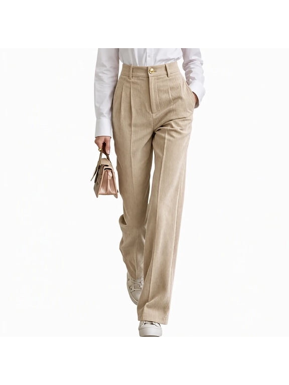 Dress Pants for Women High Waisted Button Down Straight Leg Pants Trousers Business Casual Office Elegant Everyday Wear with Pockets