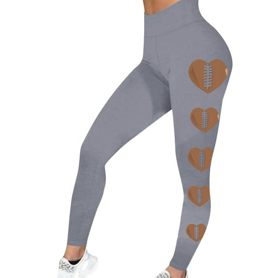 Jjayotai Football Leggings for Women, High Waisted Pants for Women, Tummy Control Leggings Yoga Pants, Soft Buttery Tights Gray XL