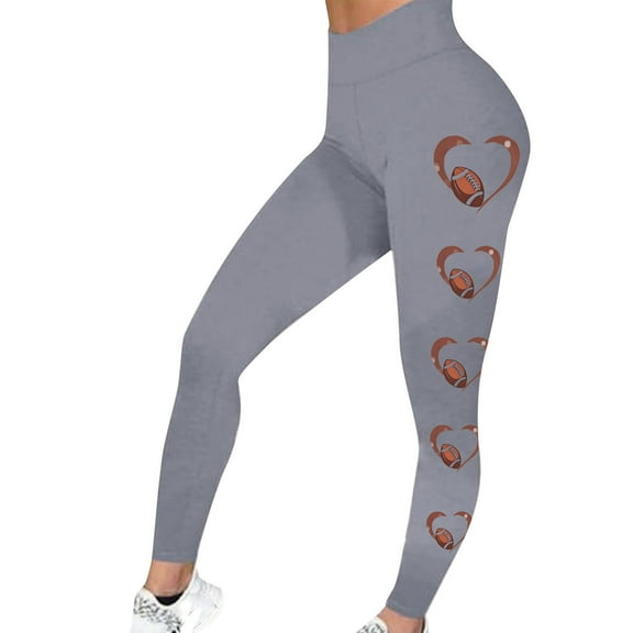Jjayotai Football Leggings for Women, High Waisted Pants for Women, Tummy Control Leggings Yoga Pants, Soft Buttery Tights Gray XXL