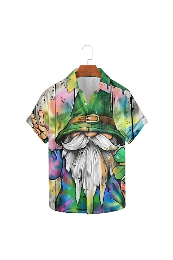 Funny St Patricks Day Shirt Men, Green Clothes Plus Size, Irish Shamrock Saint Patricks Day Shenanigans Outfit for Man Multicolor S