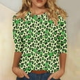 thumbnail image 1 of Jjayotai Funny St Patricks Day Shirts, 3/4 Length Sleeve Womens Tops, Crewneck Shamrock Printed Graphic Tees, Womens Summer Green Tops Green S, 1 of 5