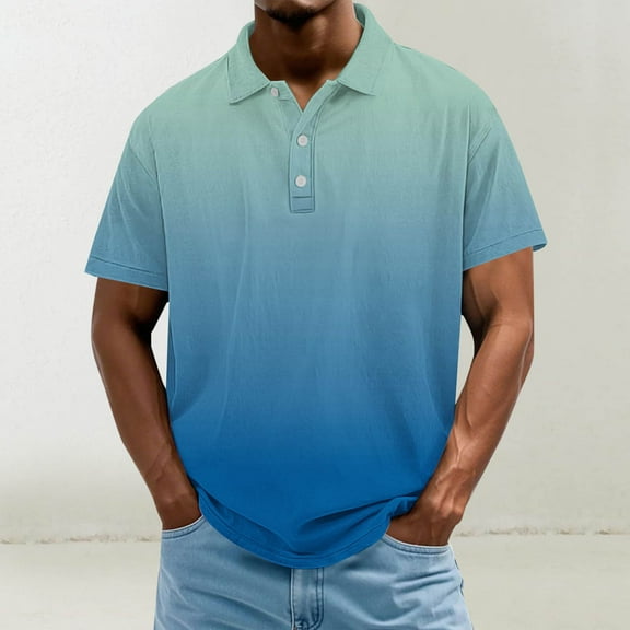 Jjayotai George Polo Shirts for Men Big and Tall, Men's Casual Fashion Color Block Button Down Short Sleeve Lapel Hook Buckle T-shirt, Classic Tees for Men