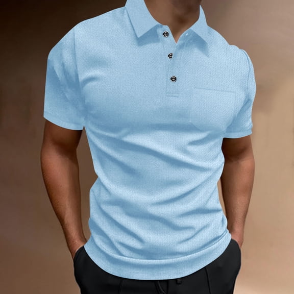Jjayotai George Shirts for Men, Men's Summer Casual Color Block Short Sleeved Lapel Botton Blouse Shirt, Golf Tees