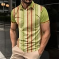 thumbnail image 1 of Jjayotai George Shirts for Men Polo, Men's Casual Solid Color Stripe Printed Button Down T-Shirt, Golf Tees, 1 of 5