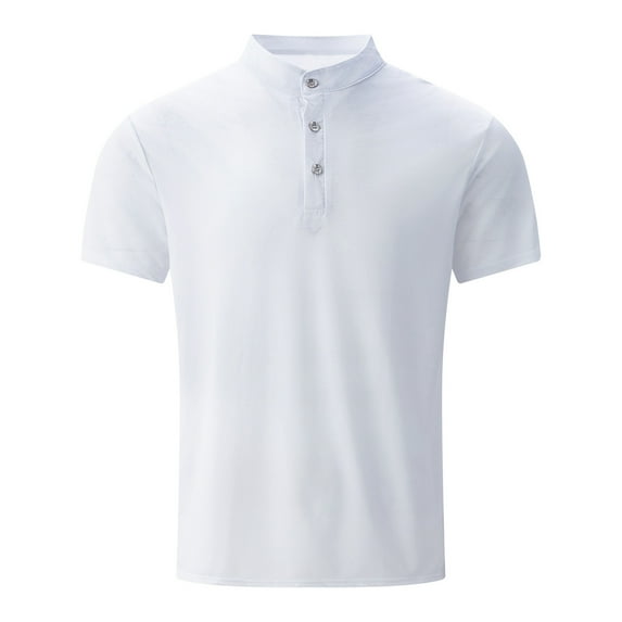 Jjayotai George Shirts for Men, Summer Men's Fashionable Round Neck Casual Solid Color Button Shirt, Sun Shirts for Men