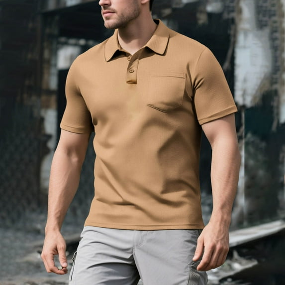 Jjayotai George Shirts for Men with Pocket, Men's Tops Clearnce, Casual Basic Crew Neck Tshirts, Short Sleeve Turndown Collar Tee Shirt, Golf Tees