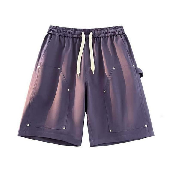 Jjayotai George Shorts Men Above the Knee, Men's Fashion Solid Color Drawstring Elastic Waist Shorts with Pockets, Shorts for Men