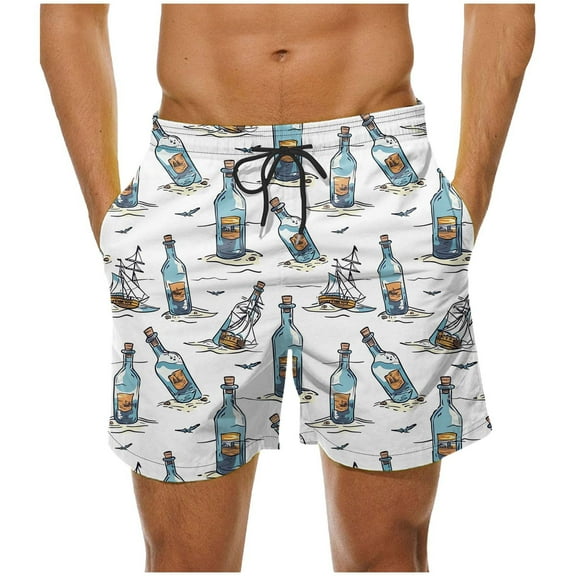 Jjayotai George Shorts Men Above the Knee, Men's Swim Trunks, Beach Swimming Shorts with Drawstring and Pockets, Mens Shorts