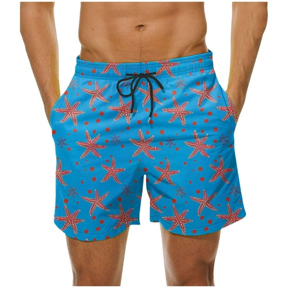 Jjayotai George Shorts Men Above the Knee, Men's Swim Trunks, Beach Swimming Shorts with Drawstring and Pockets, Mens Shorts
