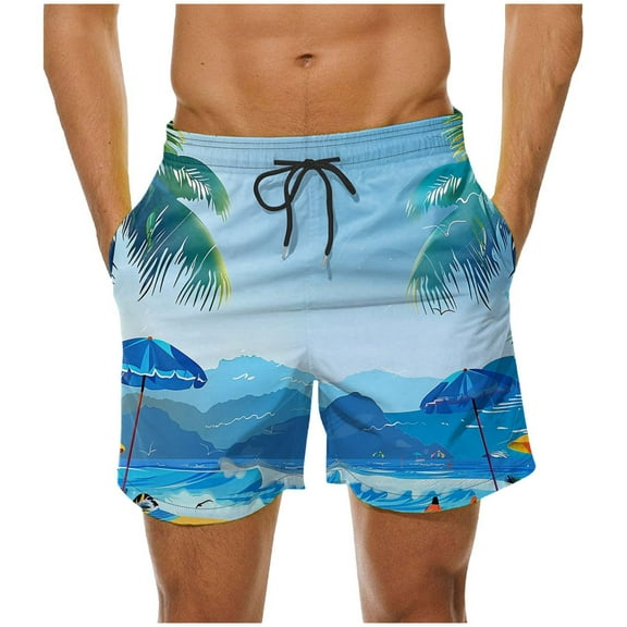 Jjayotai George Shorts Men Above the Knee, Men's Swim Trunks, Beach Swimming Shorts with Drawstring and Pockets, Mens Shorts