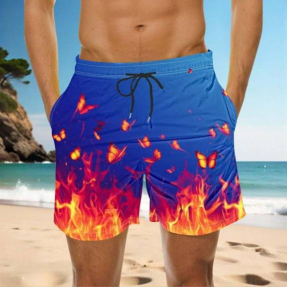 Jjayotai George Shorts Men Above the Knee, Men's Swim Trunks, Beach Swimming Shorts with Drawstring and Pockets, Mens Shorts