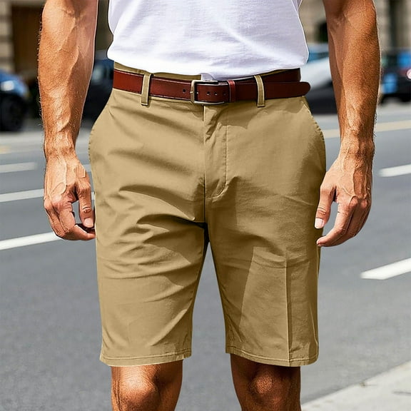 Jjayotai George Shorts Men, Men's Cool Straight Fit Flat Front 4-Way Stretch Expandable Waist Short, Mens Cargo Shorts