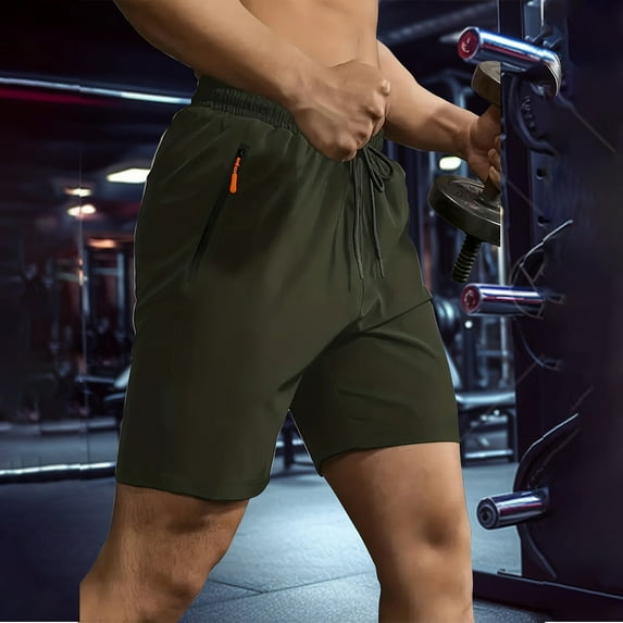 Jjayotai George Shorts Men, Men's Solid Color Casual Elastic Waist Shorts with Drawstring Pockets, Mens Shorts Casual