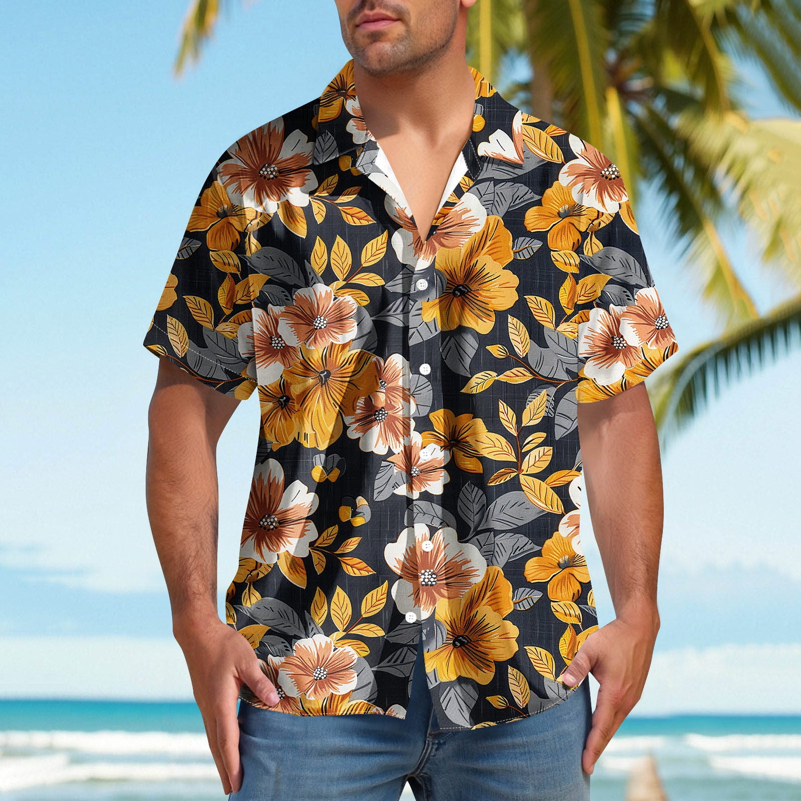 user_17f09fdc ジョージ・ナオペ+2枚 Jjayotai George T Shirt for Men, Beach Shirts, Short Sleeve