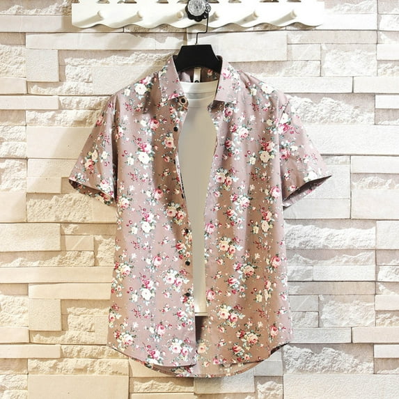 Jjayotai George T Shirts for Men, Men's Summer Casual Short Sleeve Tops, Floral Print Vintage Beach Button Shirt, Mens Graphic Tees