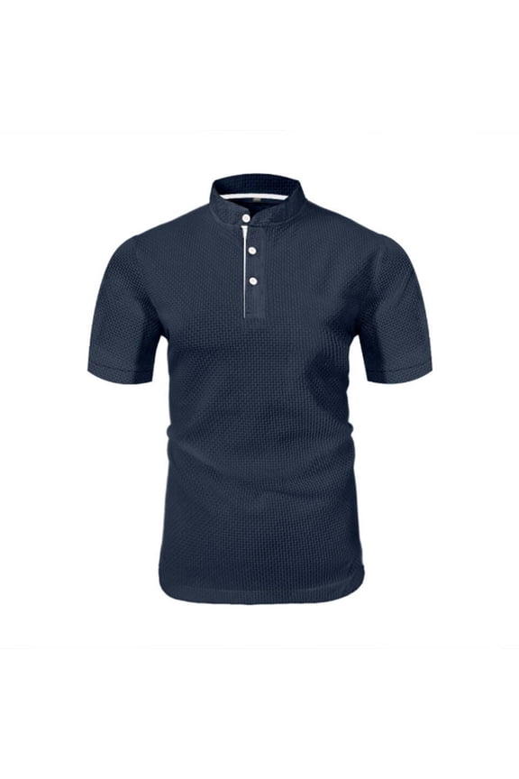 Golf Shirts for Men Men's Casual Solid Color Button Down T-Shirt Top, Short Sleeve Round Neck Polo Shirt, True Classic Tees Men