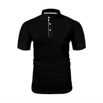 Jjayotai Golf Shirts for Men Men's Casual Solid Color Button Down T-Shirt Top, Short Sleeve Round Neck Polo Shirt, True Classic Tees Men
