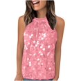 thumbnail image 1 of Jjayotai Halter Sequin Tank Tops for Women, Sleeveless Sparkly Glitter Club Outfits, Ruched Flowy Shiny Party Concert Shirt, Womens Shirts Pink^ S, 1 of 7