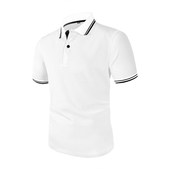 Jjayotai Henley Shirts for Men, Men's Solid Color Button Lapel Leisure Waffle Short Sleeve T-shirt, Classic Tees for Men