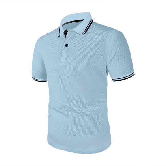 Jjayotai Henley Shirts for Men, Men's Solid Color Button Lapel Leisure Waffle Short Sleeve T-shirt, Classic Tees for Men