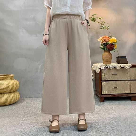 Jjayotai High Waisted Pants for Women, Women's Solid Color Loose High Waisted Wide Leg PantsWomens Trousers