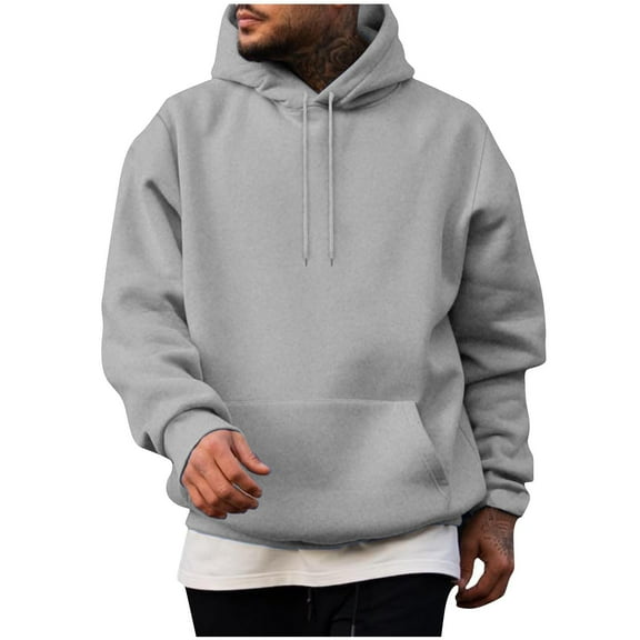 Jjayotai Hoodies for Men, Oversized Mens Hoodies, Long Sleeve Pullover Sweatshirts with Pockets, Fall Winter Streetwear Gray M