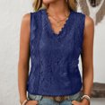 thumbnail image 1 of Jjayotai Lace Tank Tops for Women, Casual Crew Neck Sleeveless Blouse, Slim Fit Hollow Out Shirt, Womens Summer Outfits, Shirts for Women Blue^ L, 1 of 3