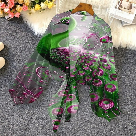 Jjayotai Lightweight Cardigans for Women, Chiffon Tie Front Cute Cover Ups, Fashion Long Sleeve See Through Shrugs Top, Kimono Coverup