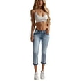 thumbnail image 1 of Jjayotai Low Rise Cuffed Slim Jeans, Comfy & Stretchy Denim for Everyday Wear Blue-9 S, 1 of 7