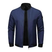 Jjayotai Mens Bomber Jacket Coat, Slim Fit Lightweight Softshell Flight Sportswear Jackets Casual Windbreaker Blue M